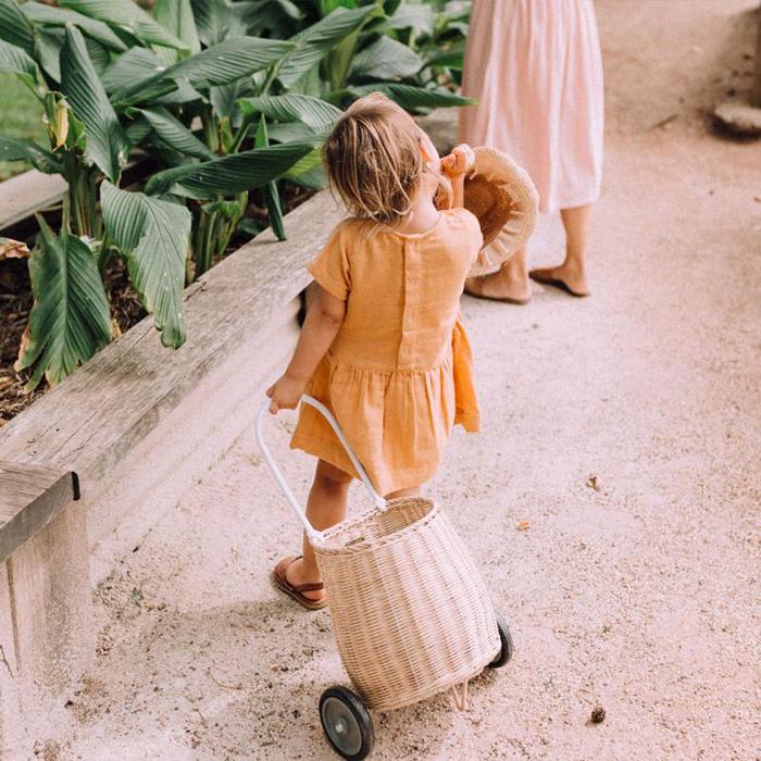 Kids Olli Ella Luggy Rolling Rattan Basket Beige Garmentory