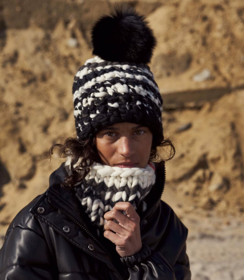 Mischa Lampert  stripe small snood - black and white