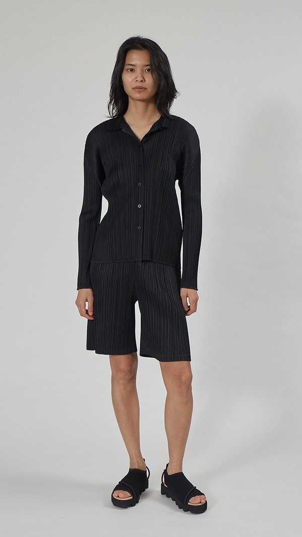 Issey Miyake Pleats Please Basics Button Up Shirt - Black