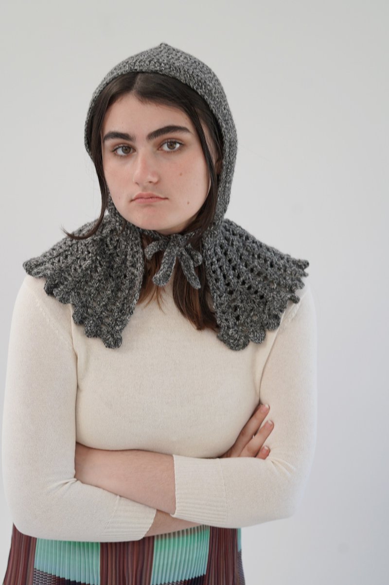 Beklina Lace Collared Hood - Marl Black