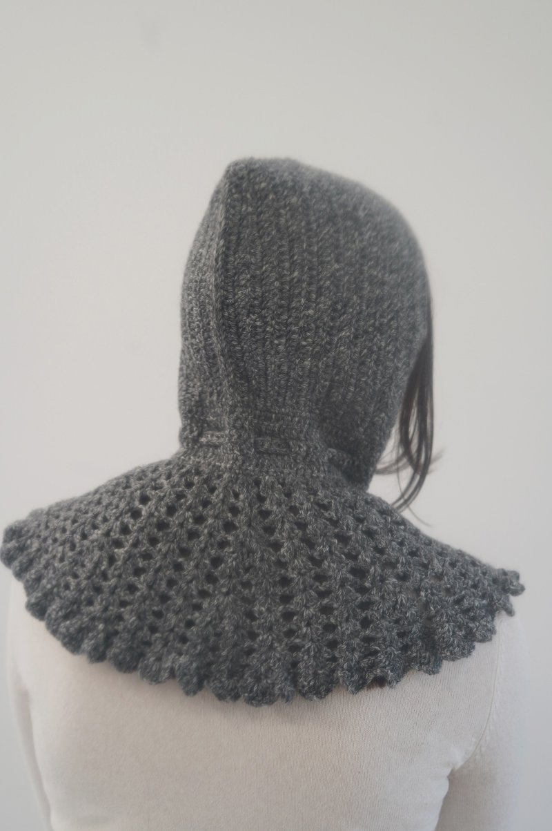 Beklina Lace Collared Hood - Marl Black