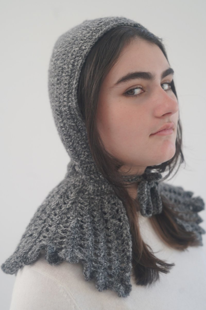 Beklina Lace Collared Hood - Marl Black