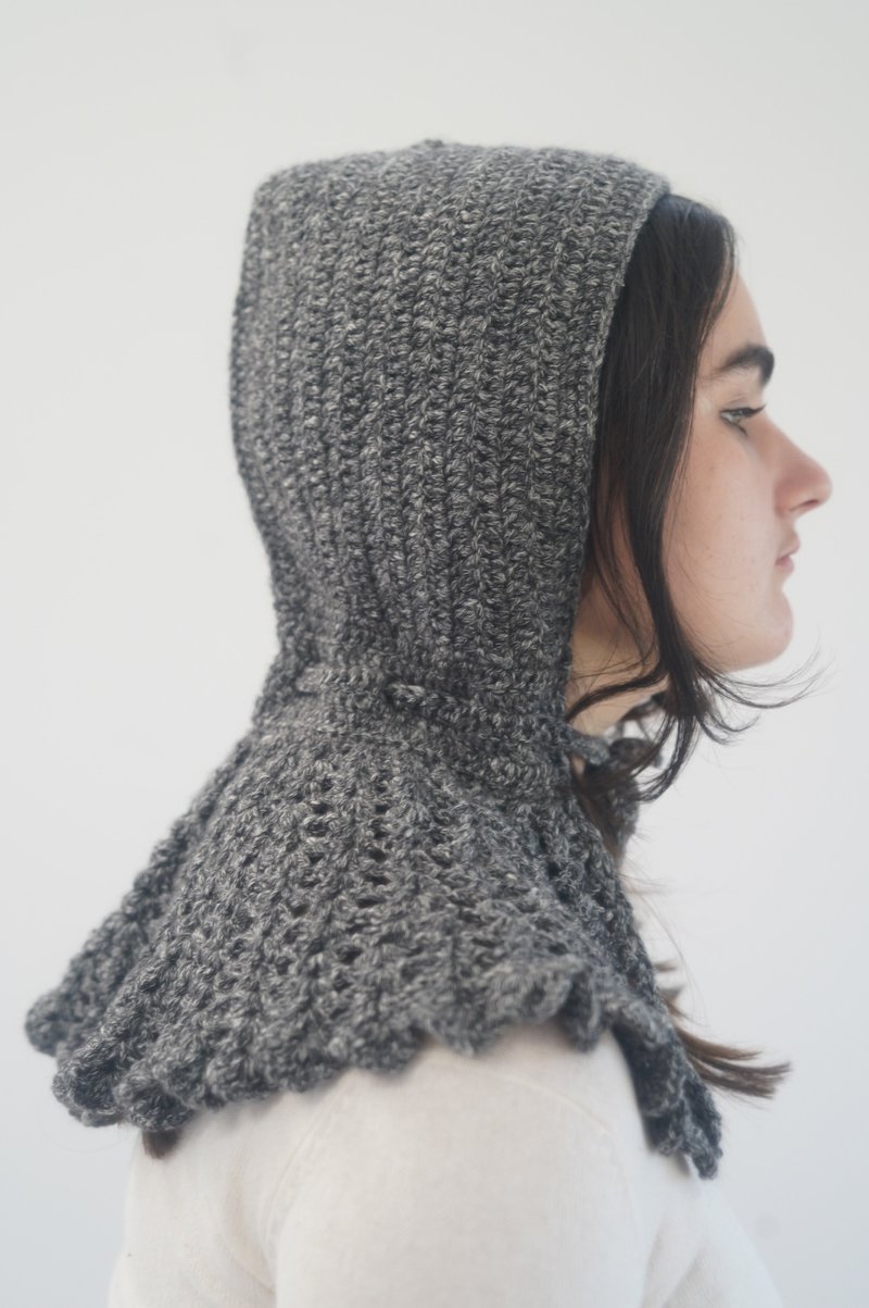 Beklina Lace Collared Hood - Marl Black