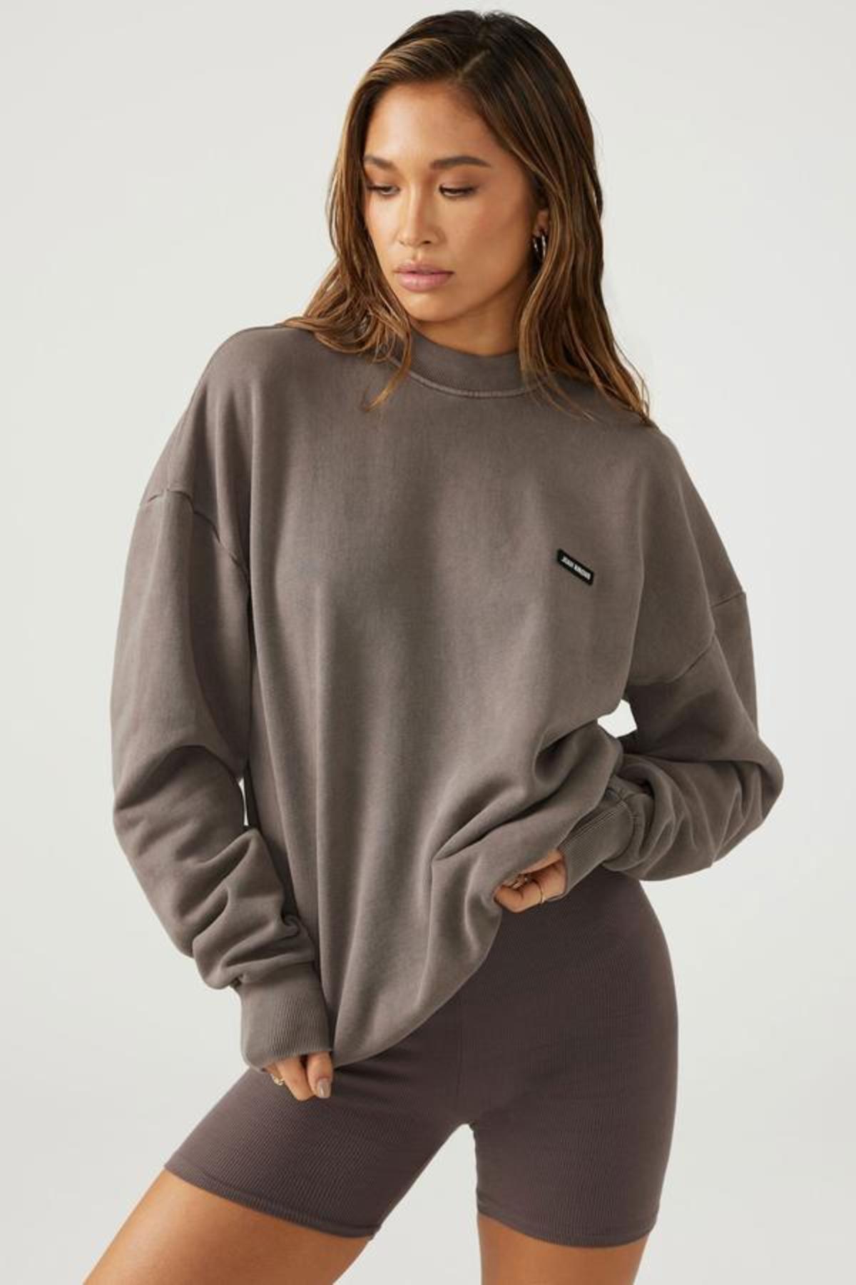 ★ ★ Women's Brown Hero Monologo Crewneck Short Brown Crop over sweatshirt without hood - Buy Online | Terranova