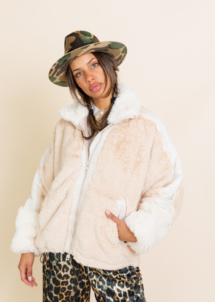 zip front teddy jacket