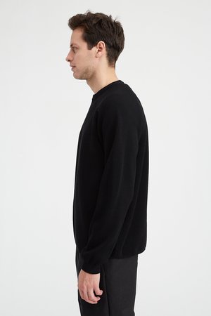 Batoner Extra Hard Twist Wool Crew Neck Sweater - Black | Garmentory