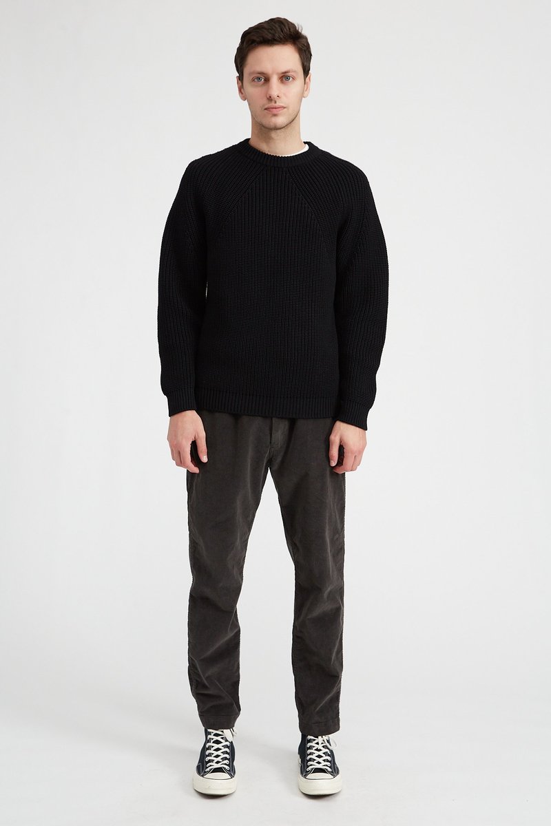 トップス BATONER SIGNATURE WOOL CREW NECK KNIT M Batoner Signature Crew Neck Black