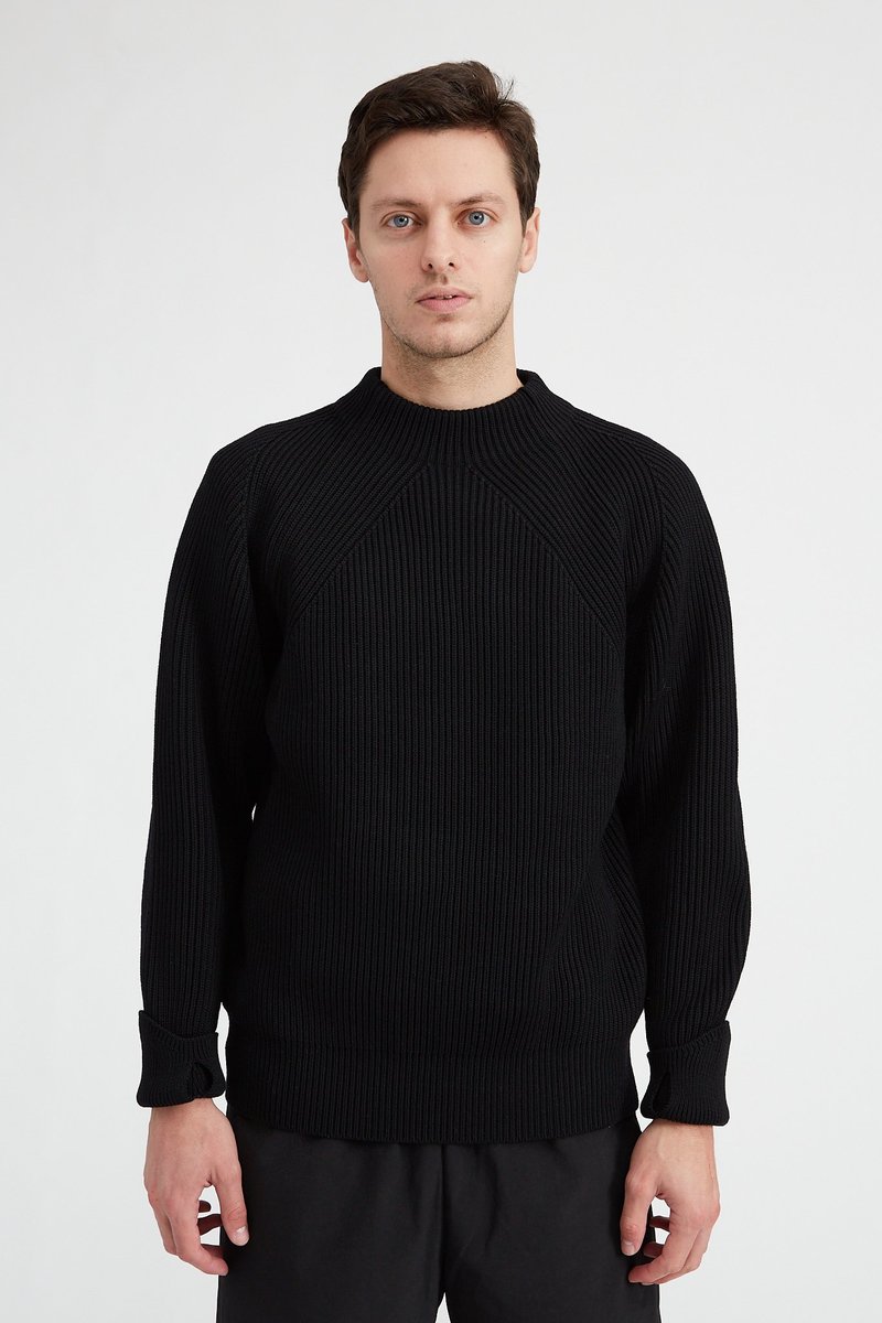 トップス BATONER SIGNATURE RIB HAND WARMER MOCK Batoner Signature Rib Hand Warmer Mock Neck Sweater - Black