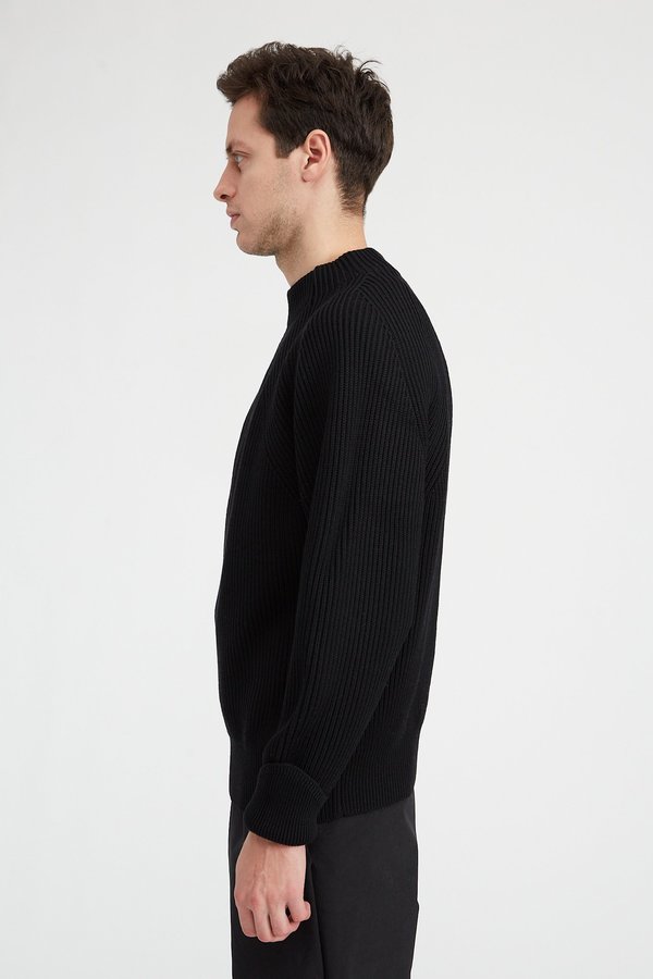 Batoner Signature Rib Hand Warmer Mock Neck Sweater - Black 