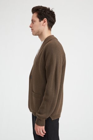Batoner Signature Shawl Collar Cardigan - Brown | Garmentory