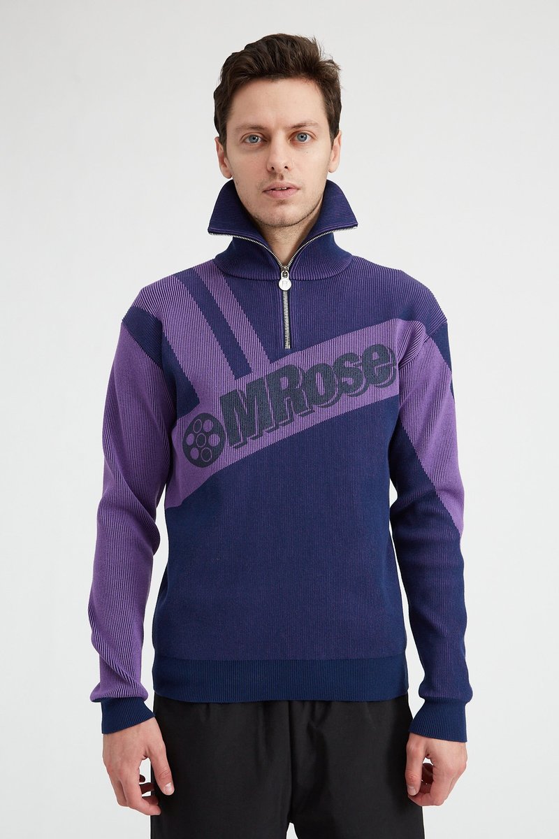 Martine Rose Zipped Logo Knit - Night Sky | Garmentory