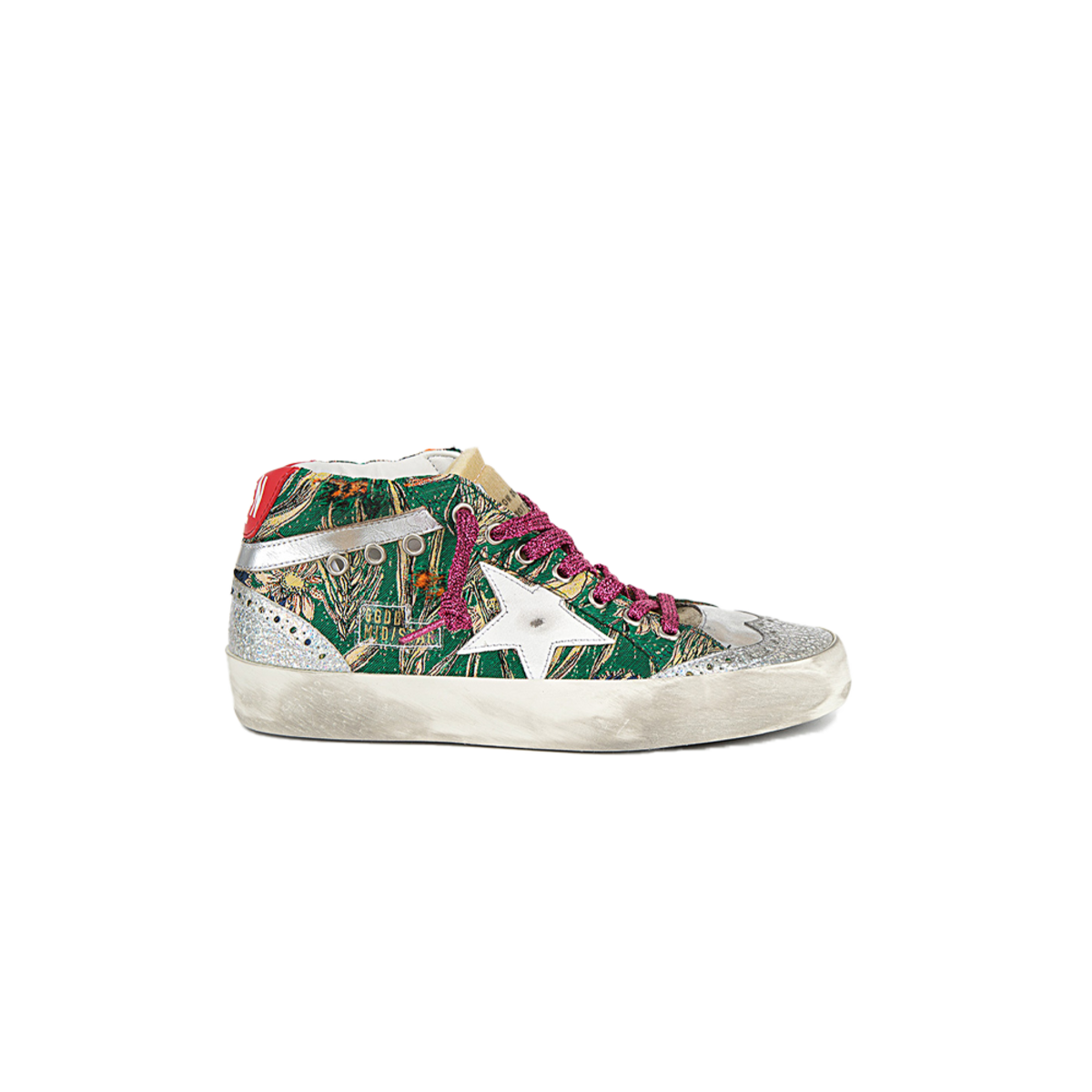 Golden Goose Mid Star Poppies Jacquard Upper Leather Star