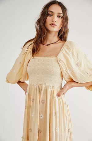 Free People Dahlia Embroidered Maxi Dress - Pearl Island