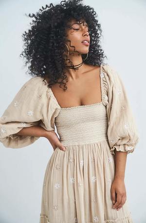 People Dahlia Embroidered Maxi Dress 
