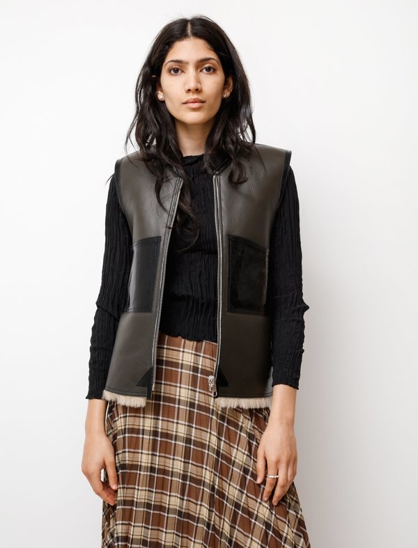 ジャケット・アウター OUR LEGACY REVERSIBLE SHEARLING VEST Our Legacy - Reversible Shearling Vest Rustic Grain Brown Shearling