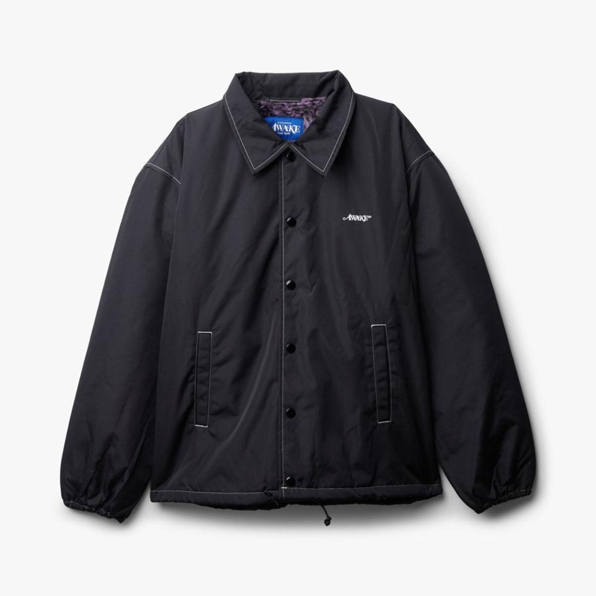 Awake NY Faux Fur Leopard Lined Coaches Jacket - Black | Garmentory