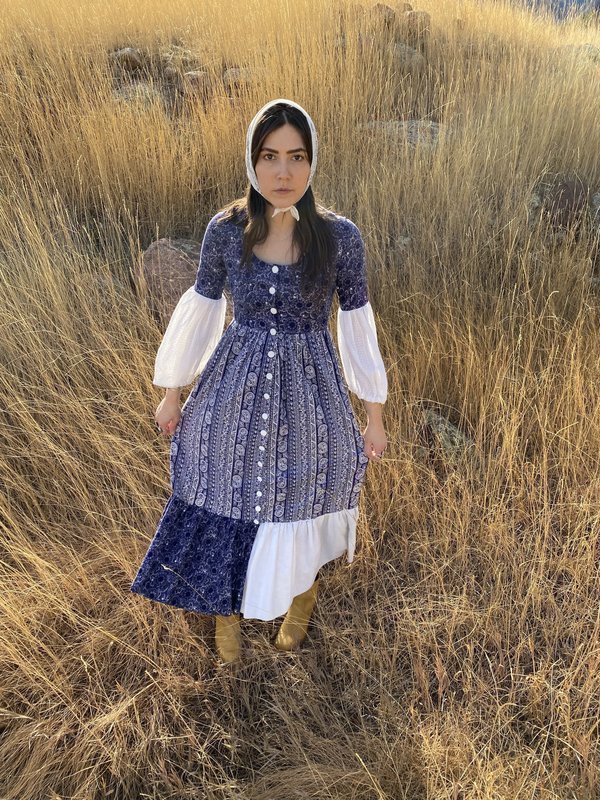 Vintage WILLOW PATCHWORK PRAIRIE DRESS - BLUE | Garmentory