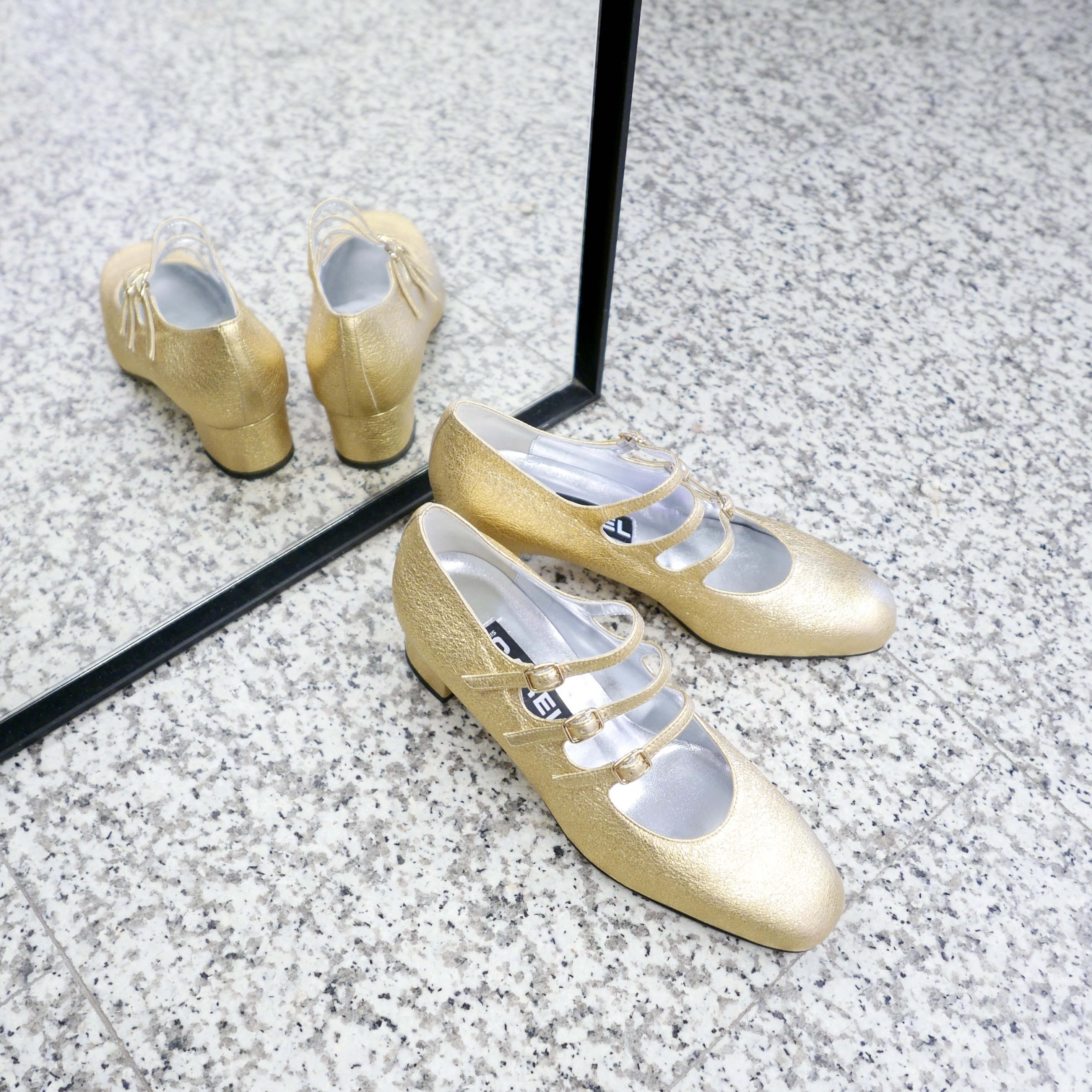 Carel Kina Babies Leather maryjane shoes Gold Garmentory