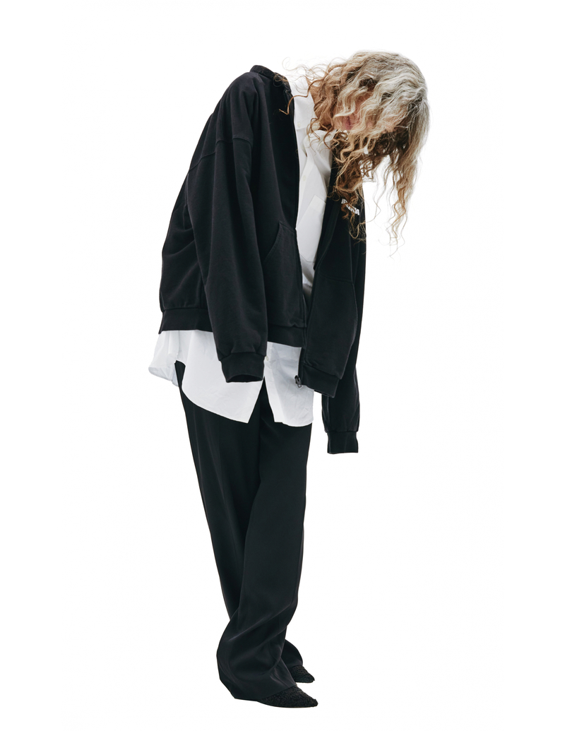 Balenciaga overturning letters zipped hoodie - Black