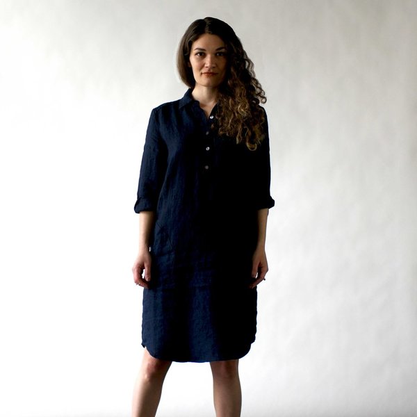 nuthatch linen dress Nuthatch Shirred Dress in Washed Linen