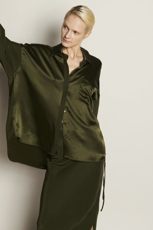 oversized silk button down