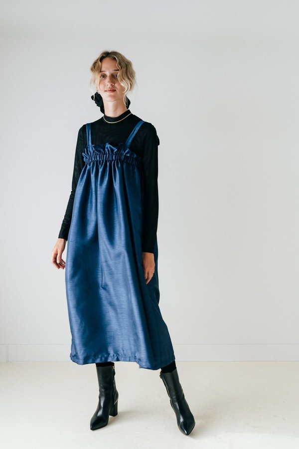 bronx and banco blue lace dress Vintage Plumeria Muʻumuʻu Blue 911C XS