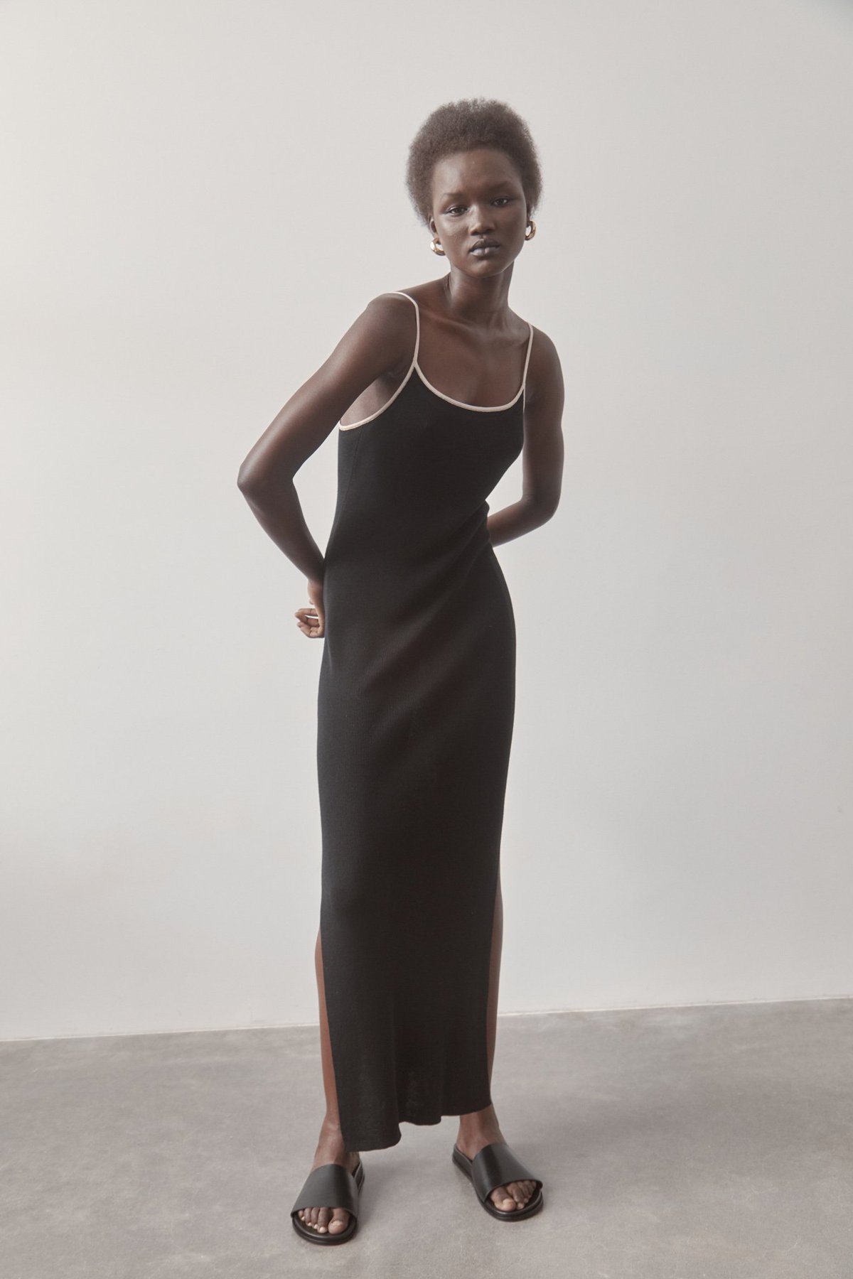 St. Agni 90s Knit Slip Dress - Black/Ecru | Garmentory St. Agni 90s Knit Slip Dress - Black/Ecru | Garmentory