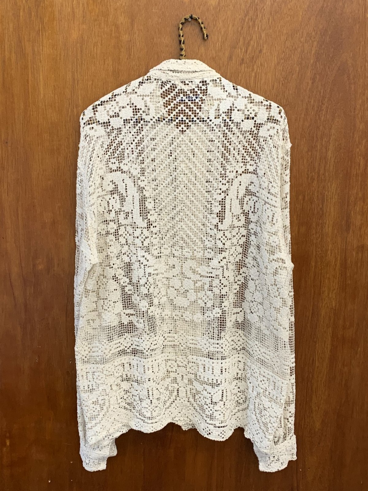 BODE Unique Antique Filet Lace Long Sleeve Shirt - Ivory | Garmentory