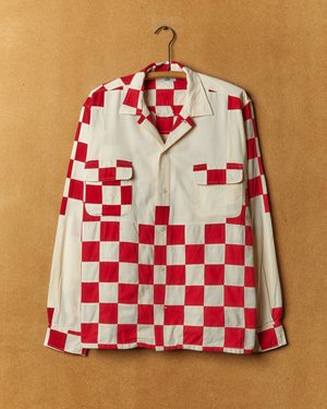 BODE Racing Check Long Sleeve Shirt - White/Red | Garmentory