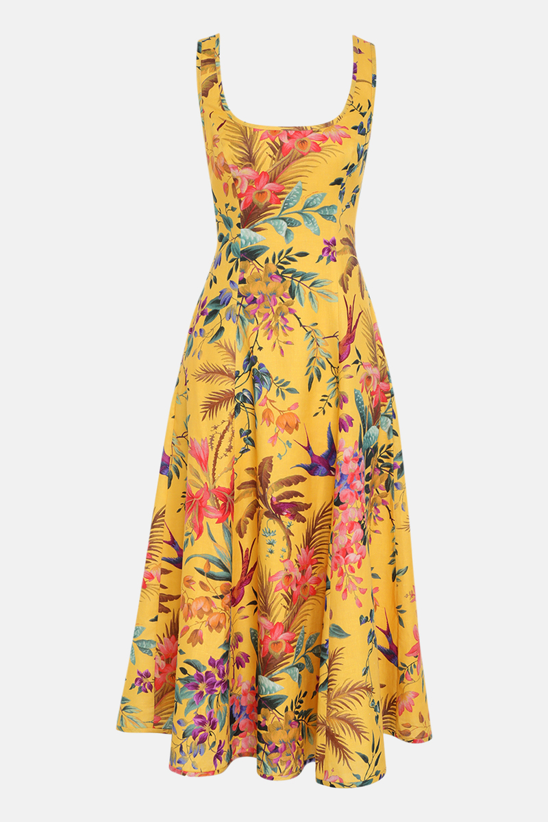 Zimmermann Tropicana Cut Out Midi Dress - Mango Floral | Garmentory
