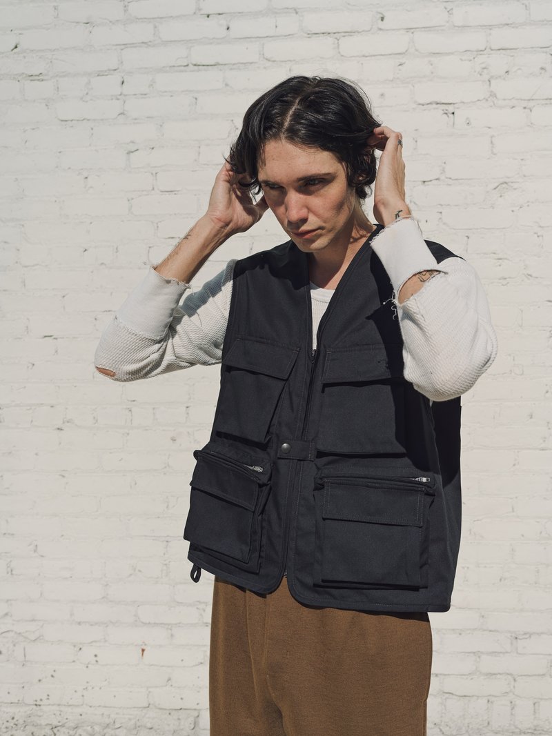 Black Light Poly Cotton Reporter Vest | Garmentory