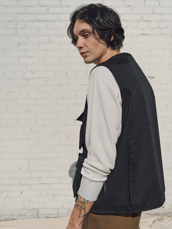 Black Light Poly Cotton Reporter Vest | Garmentory