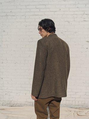 Lemaire Long Double Breasted Jacket Wool Tweed - Green Grey Lemaire Long Double Breasted Jacket Wool Tweed - Green Grey