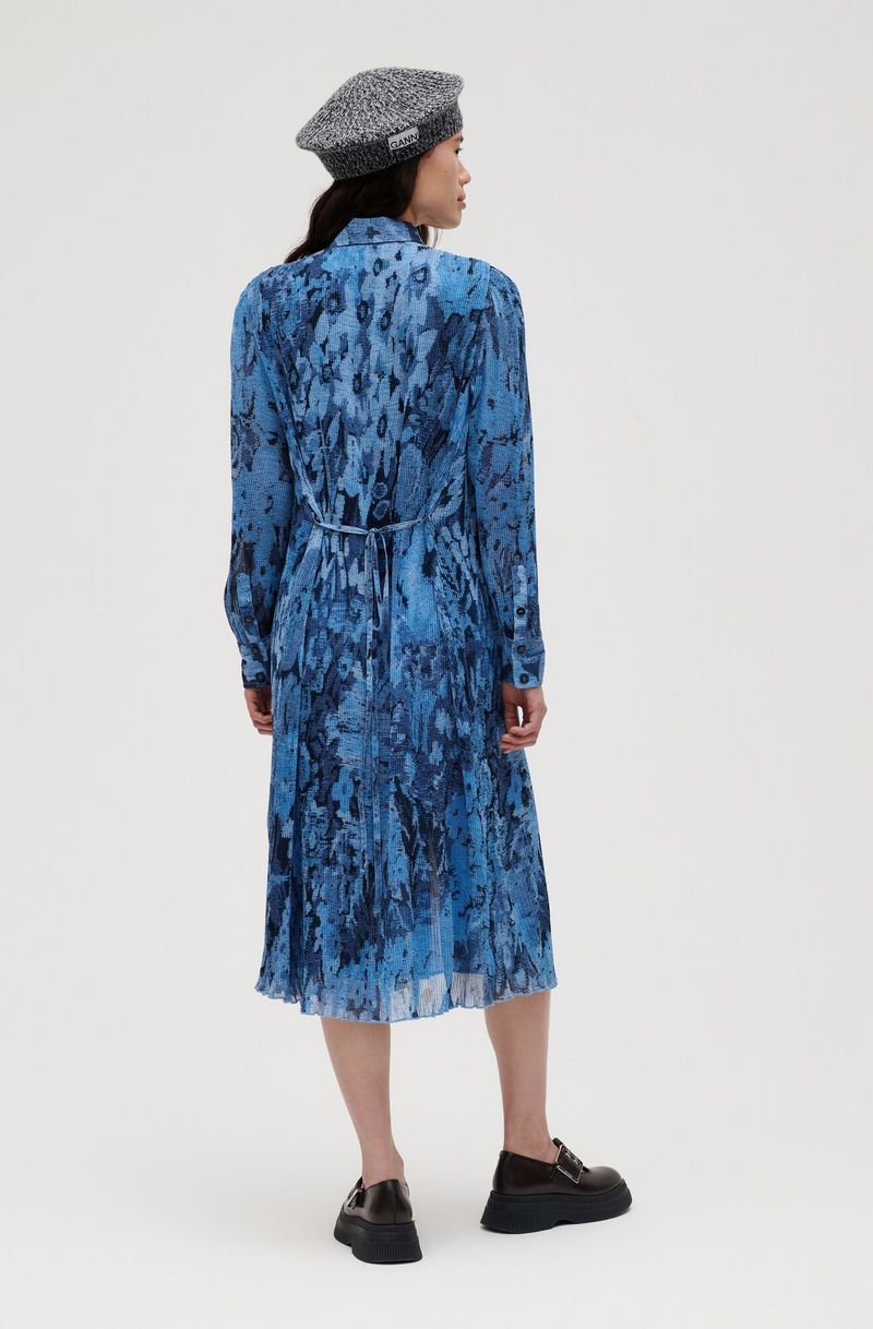 【新品】Pleated Open Shirt Dress sky Pleated Open Shirt Dress - sky / M Color