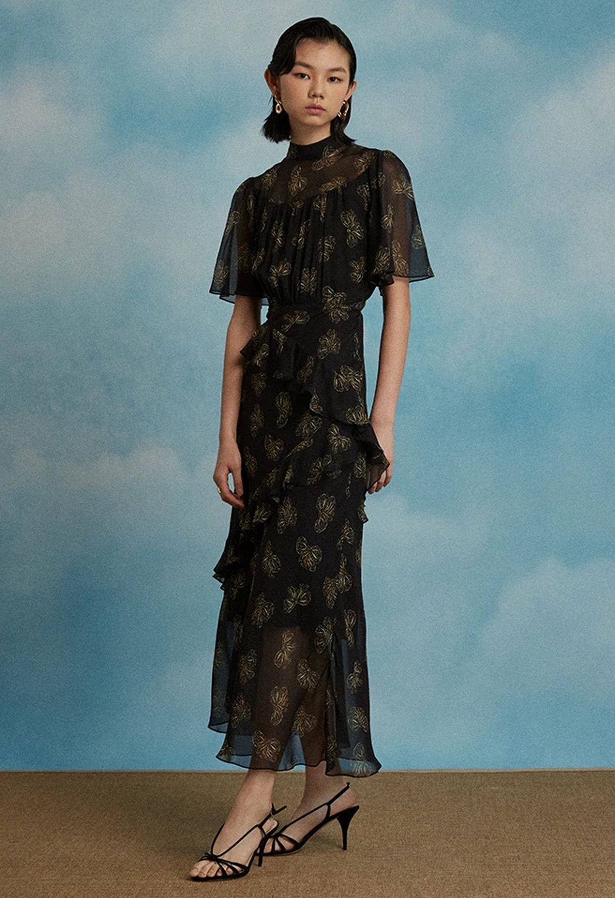 Saloni Vida Dress - Noir Bows Print | Garmentory Saloni Vida Dress - Noir Bows Print | Garmentory