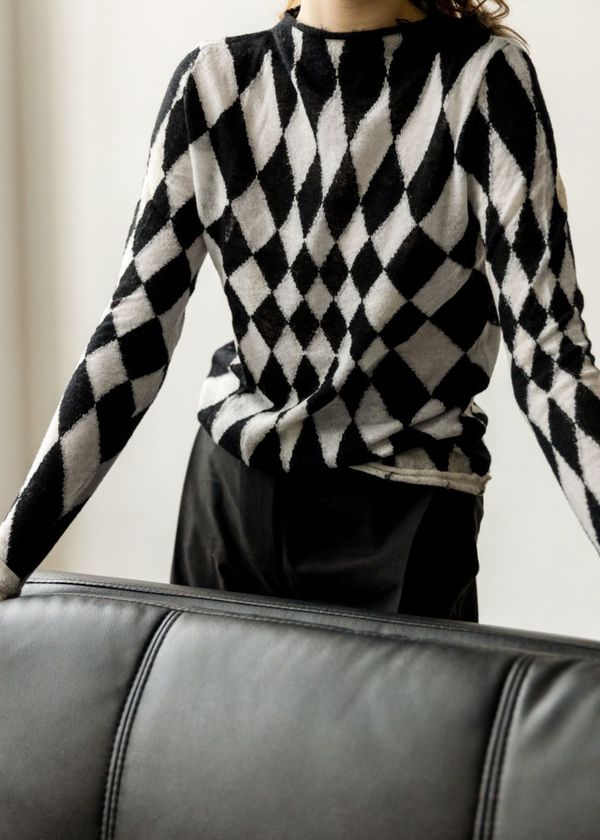 paloma wool ストレッチニット ベアトップ 黒と白のチェック柄 Paloma Wool Comedia Top - Black | Garmentory