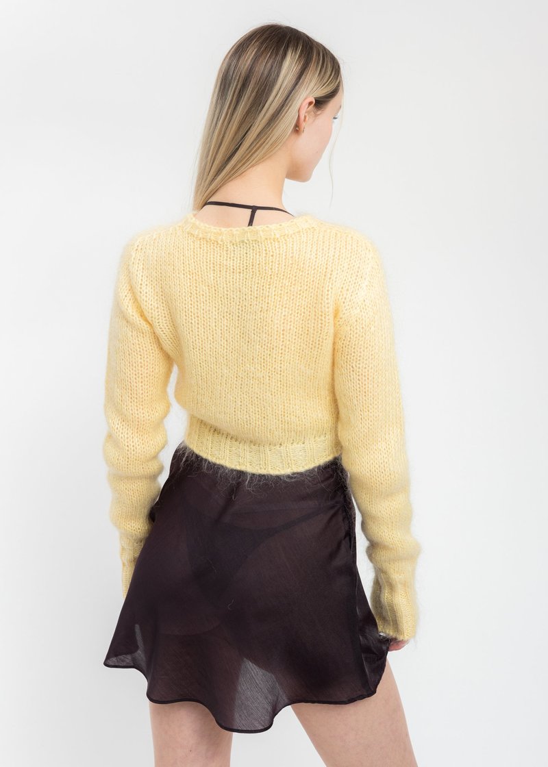 カーディガン Guizio Mohair Fuzzy Cropped Cardigan GUIZIO Mohair Fuzzy Cropped Cardigan in Sky Blue | REVOLVE