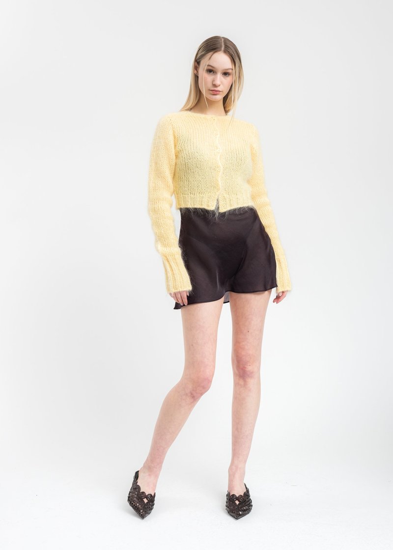 カーディガン Guizio Mohair Fuzzy Cropped Cardigan Danielle Guizio Ny Mohair Fuzzy Cropped Cardigan In Sky Blue