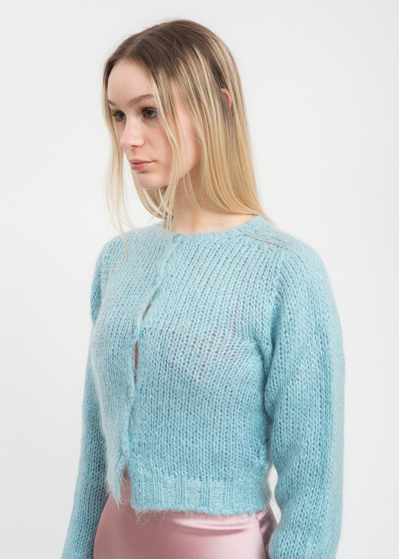 カーディガン Guizio Mohair Fuzzy Cropped Cardigan Danielle Guizio Ny Mohair Fuzzy Cropped Cardigan In Sky Blue
