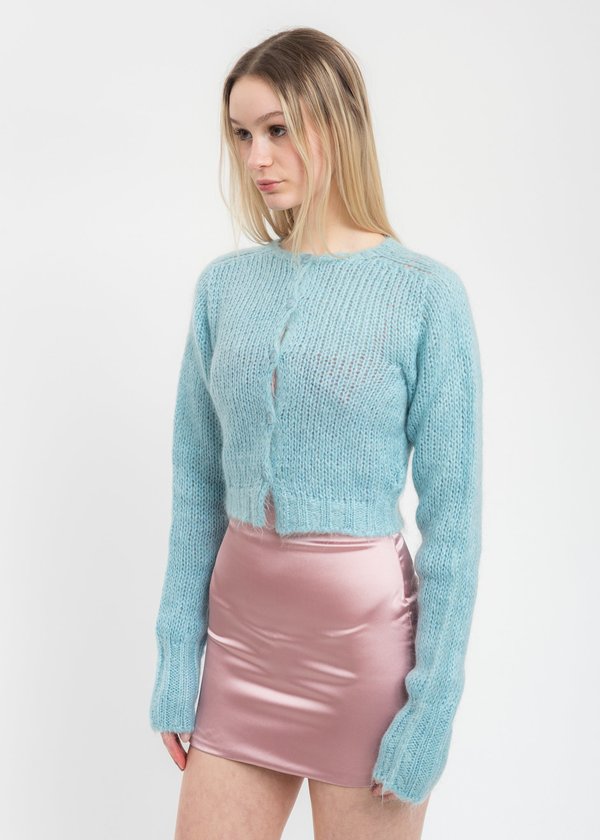 Danielle Guizio mohaih ribbed ccrdigan White Mohair Ribbed
