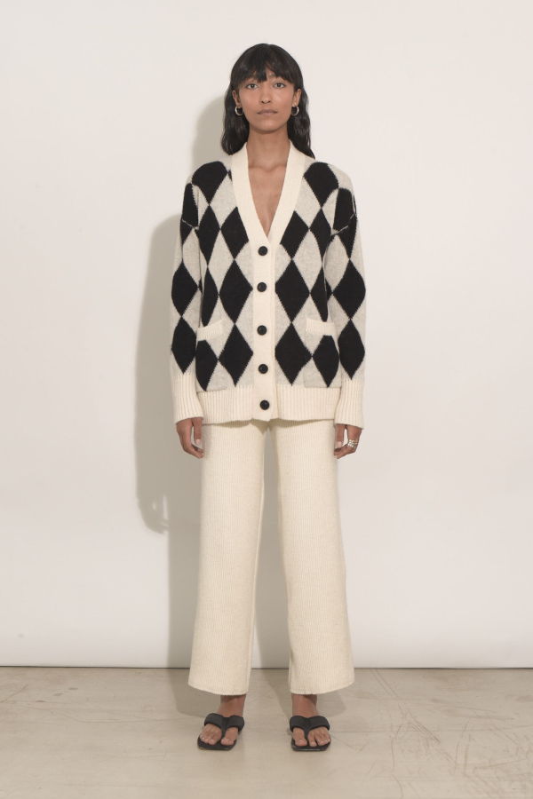 Eleven Six Knits CARLA CARDIGAN - IVORY/BLACK COMBO