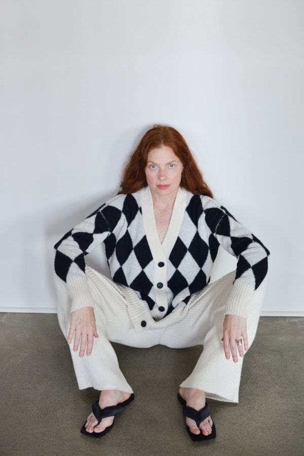 Eleven Six Knits CARLA CARDIGAN - IVORY/BLACK COMBO