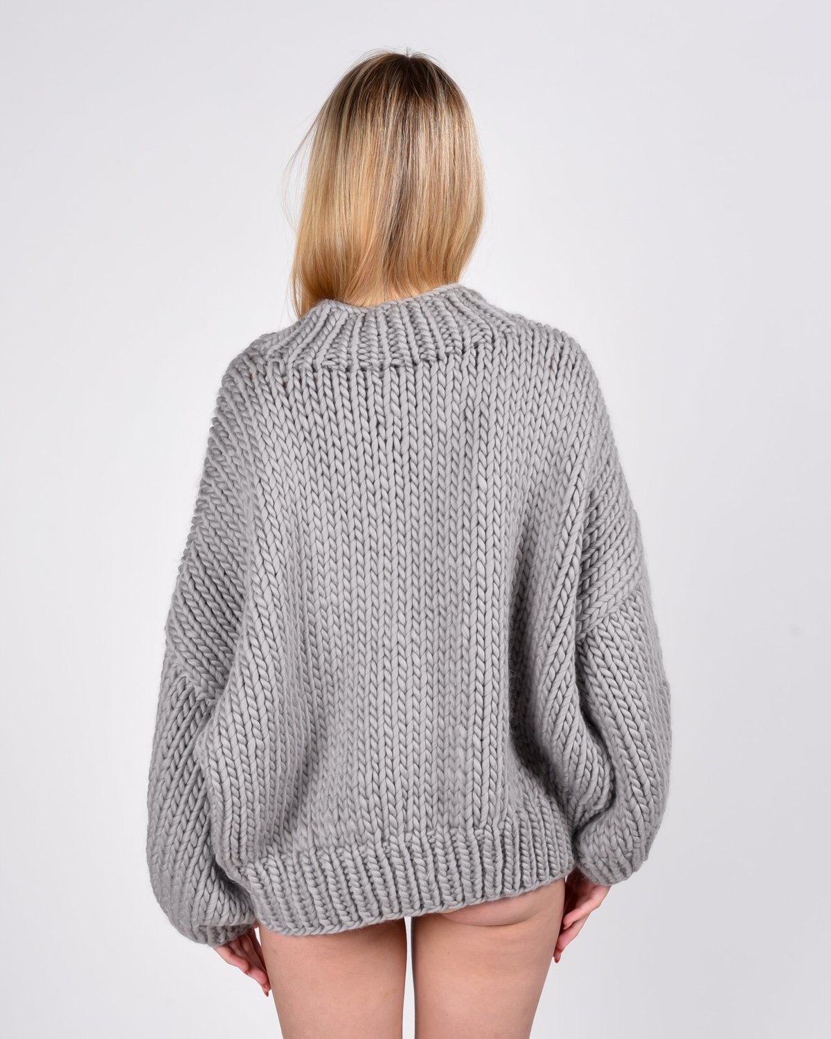 I Love Mr Mittens Chunky V-neck jumper - Dove grey - Image 5 of 9