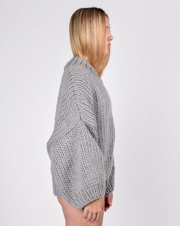 I Love Mr Mittens Chunky V-neck jumper - Dove grey