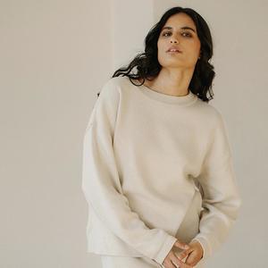 Bare Knitwear Woman Lounge Crew Sweater - Natural Cream