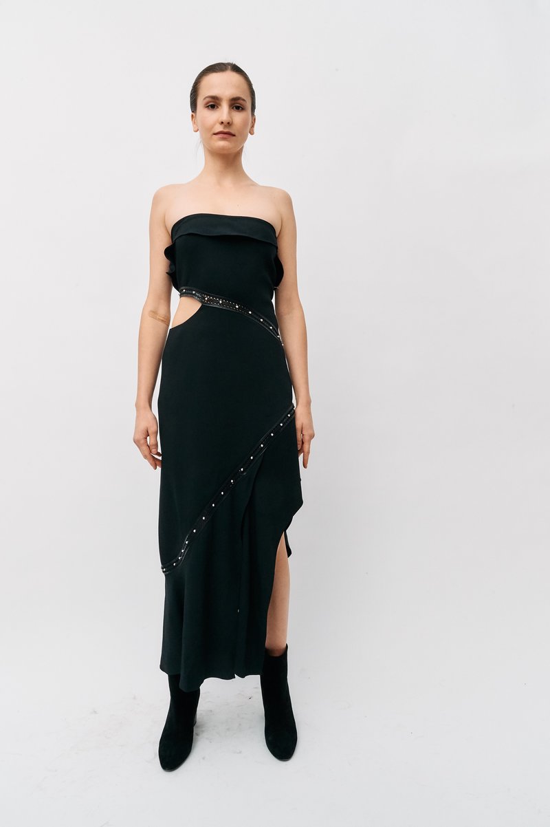 Jonathan Simkhai Strapless Leather Trim Cutout Dress, Size 8 on Garmentory