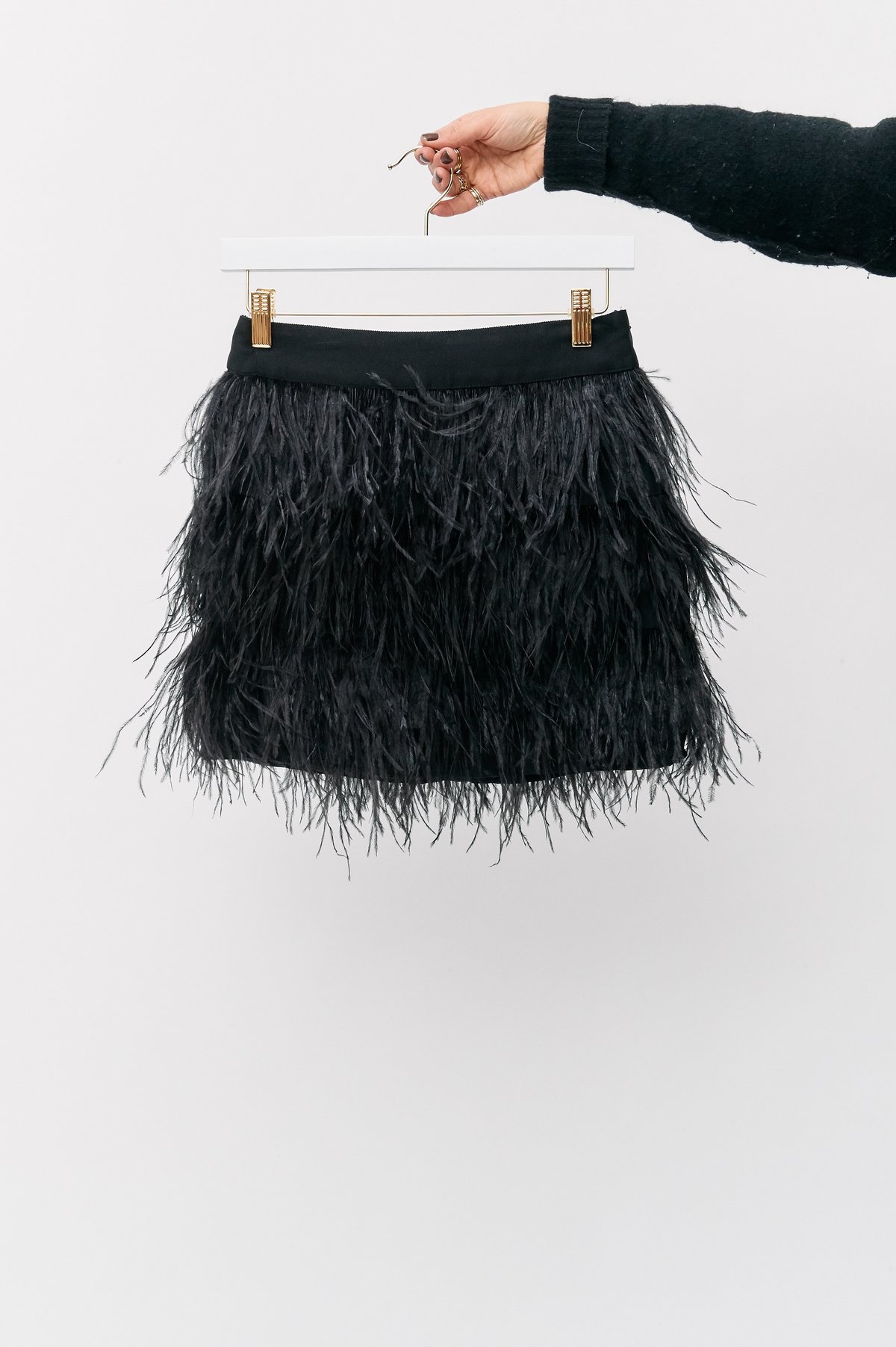 スカート feather volume miniskirt Cina Feather Skirt In Palace Blue | Alice + Olivia