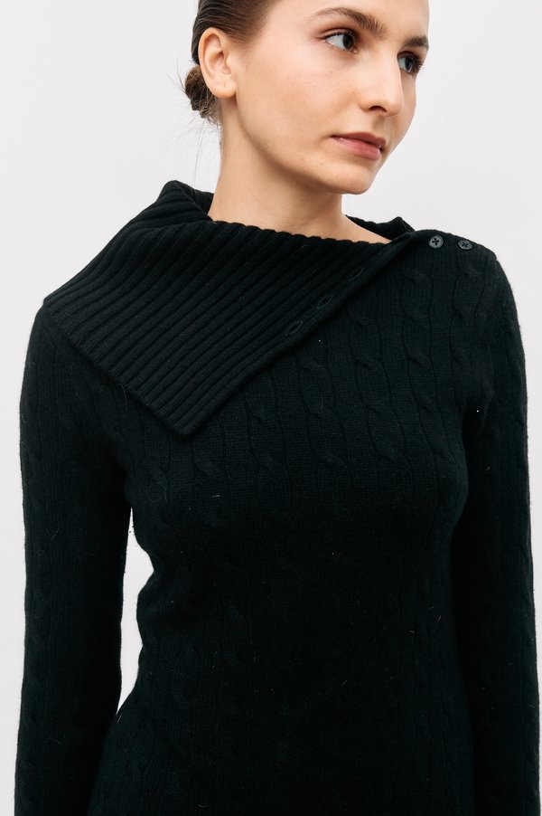 Ralph Lauren Vintage Cable Knit Sweater Dress-Black | Garmentory Ralph Lauren Vintage Cable Knit Sweater Dress-Black | Garmentory