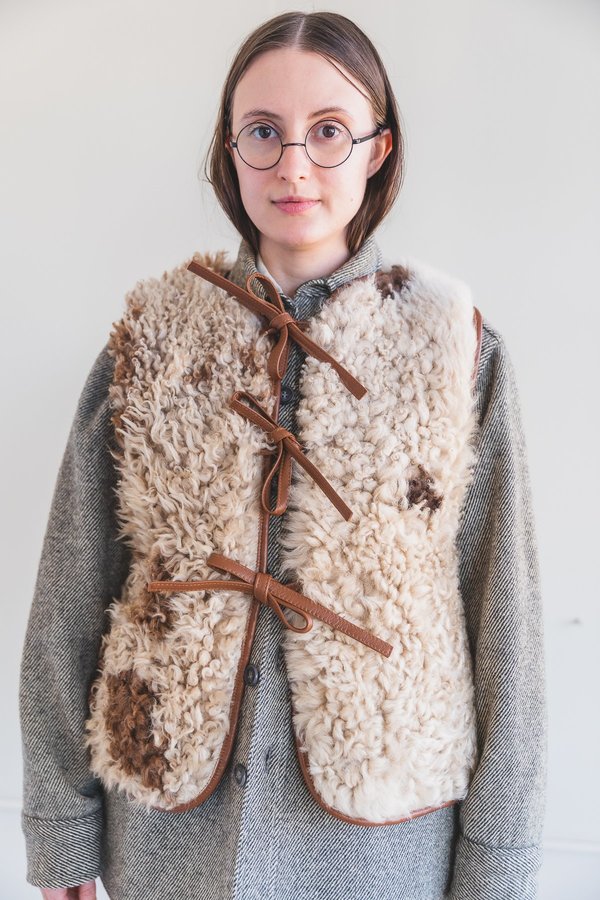 CAWLEY STUDIO ELLA SHEEPSKIN VEST - COW PRINT | Garmentory