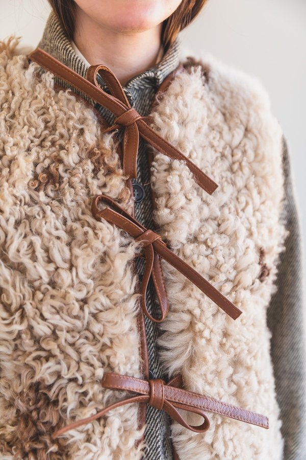 CAWLEY STUDIO ELLA SHEEPSKIN VEST - COW PRINT | Garmentory